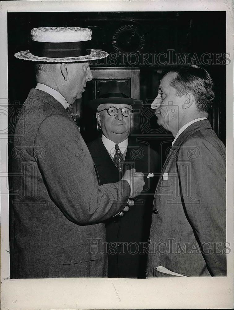 1944 Press Photo Mayor Frank Hague, Mayor John Maone and David Wilentz - Historic Images