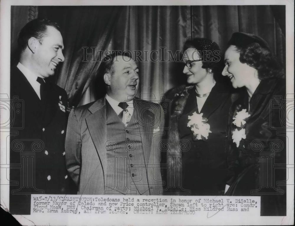 1951 Press Photo Price Controller,Michael DiSalle ,Cmdr Moan, M Huss, Mrs Aubrey - Historic Images