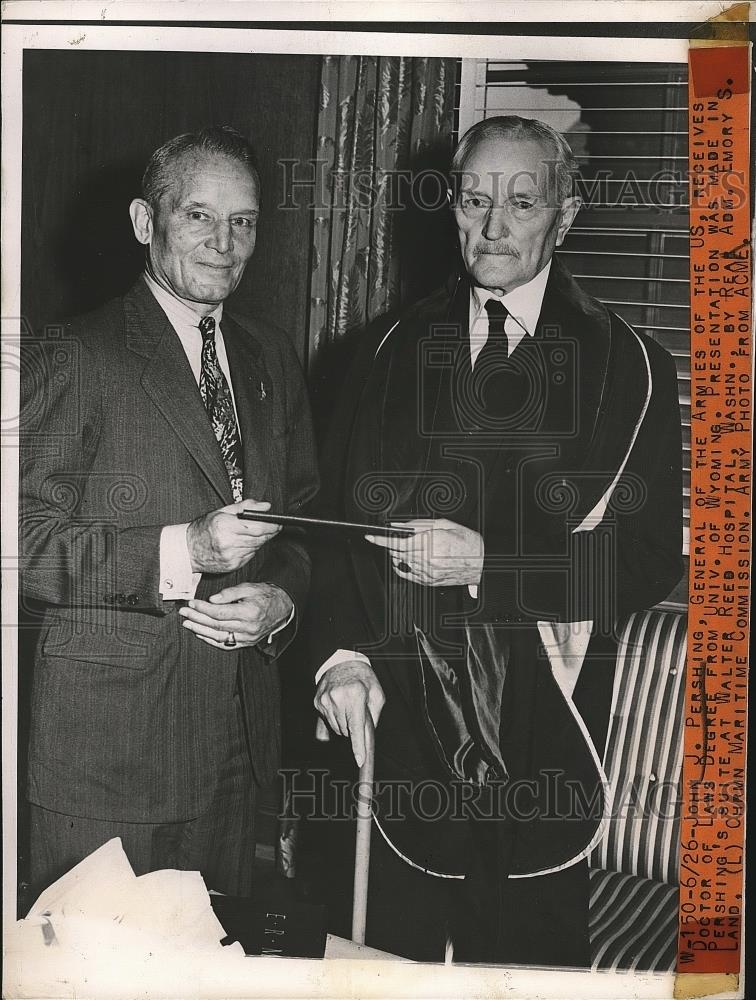 1944 Press Photo Gen John J Pershing & Rear Adm Emory Land - nea68064 - Historic Images