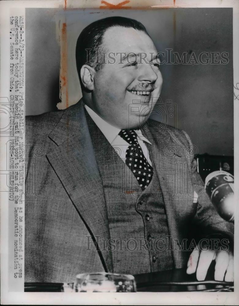 1952 Press Photo Michael DiSalle, Price Stabilizer, Democrat, Senate Candidate - Historic Images