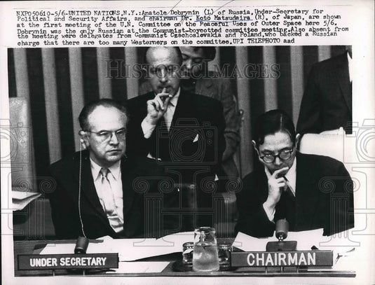 1959 Press Photo Anatole Dobrynin, Russia, Dr. Koto Matsudaira, Japan - Historic Images