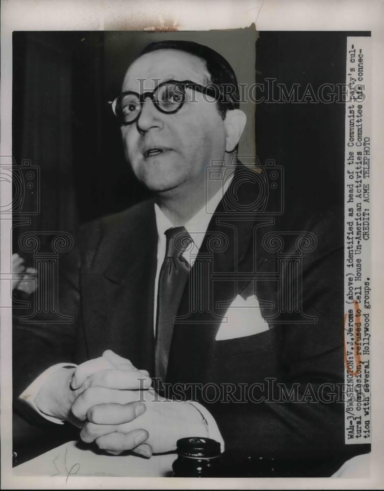 1951 Press Photo V.J. Jerome head of Communist Party commission - nea65009 - Historic Images