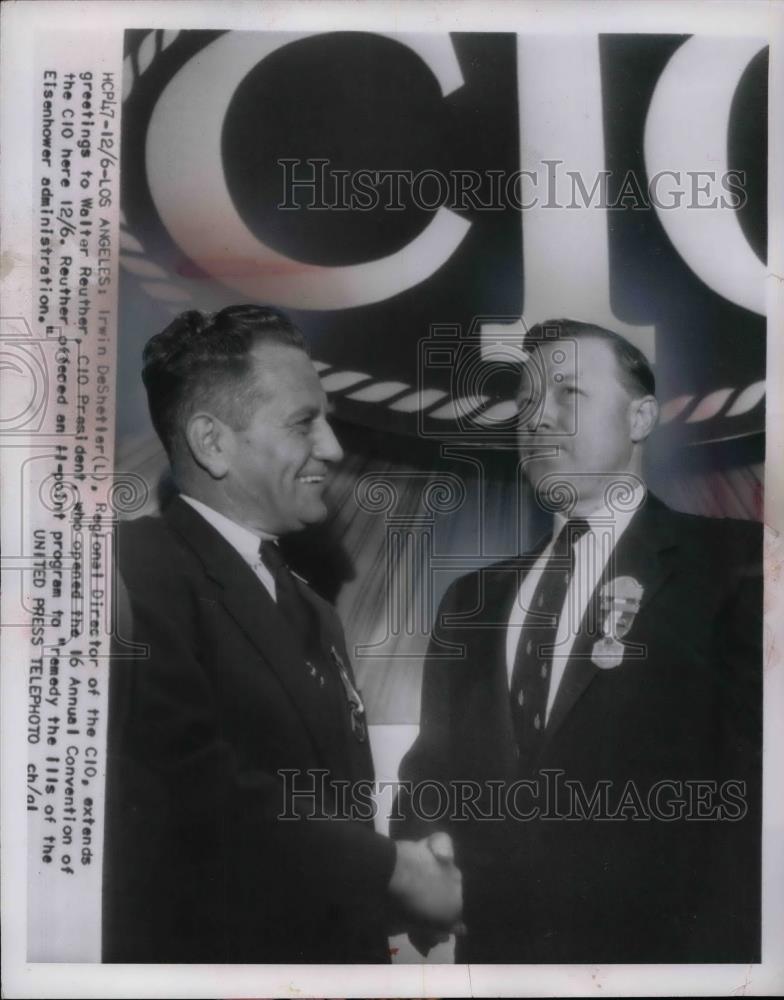 1954 Press Photo CIO Regional Dir Irwin DeShetler &amp; CIO Pres. Walter Reuther - Historic Images