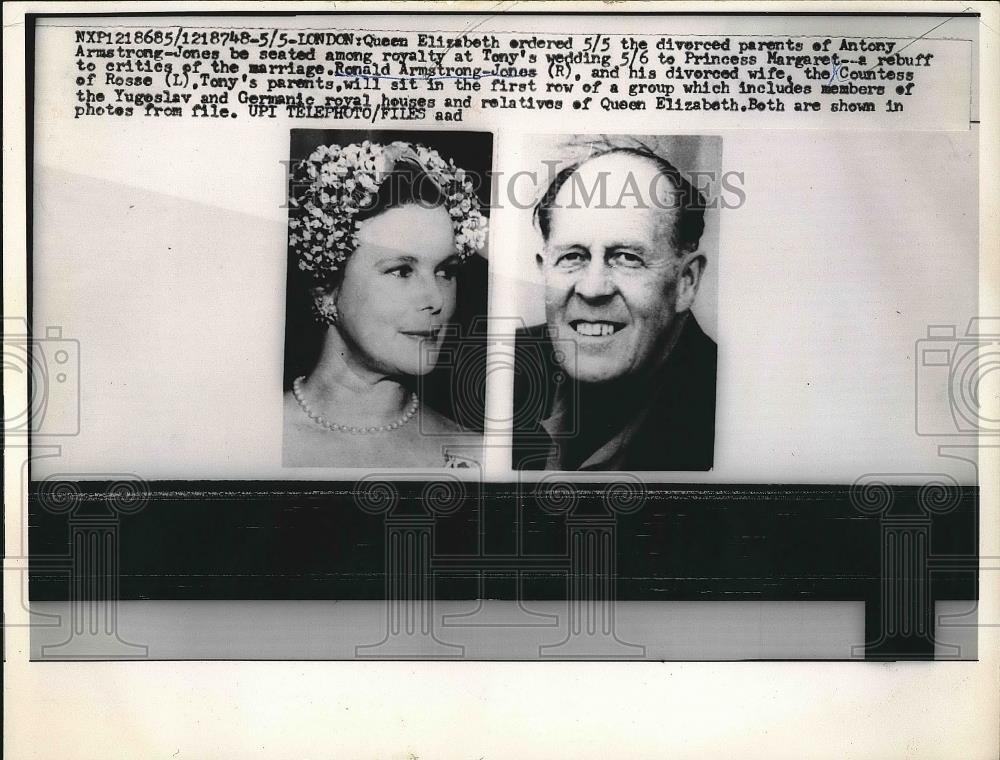 1960 Press Photo Queen Elizabeth & Antony Armstrong During Royal Wedding - Historic Images