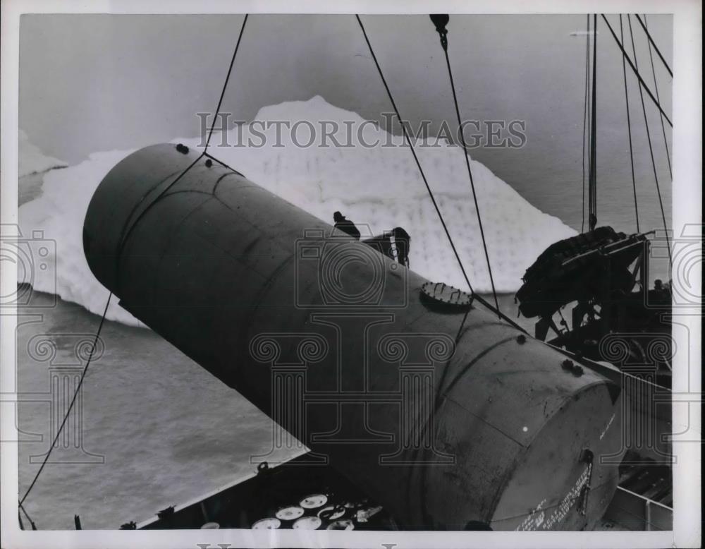 1951 Press Photo Storage tank for Cornwallis Island in Greenland - nea65704 - Historic Images