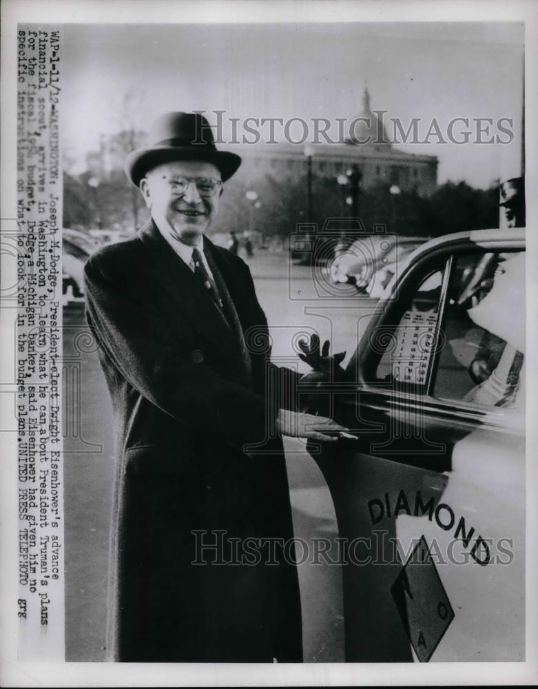 1952 Press Photo Joseph M.Dodge,Pres. Eisenhower advance financial Scout. - Historic Images
