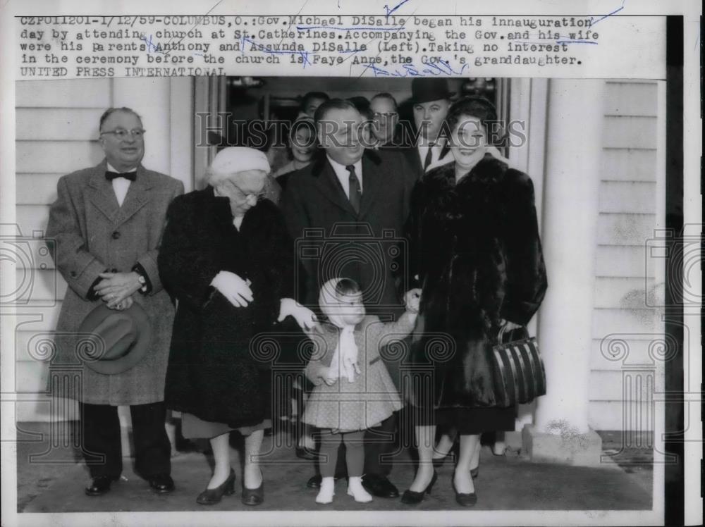 1959 Press Photo Ohio Gov M DiSalle &amp; his family at inauguration - nea66841 - Historic Images