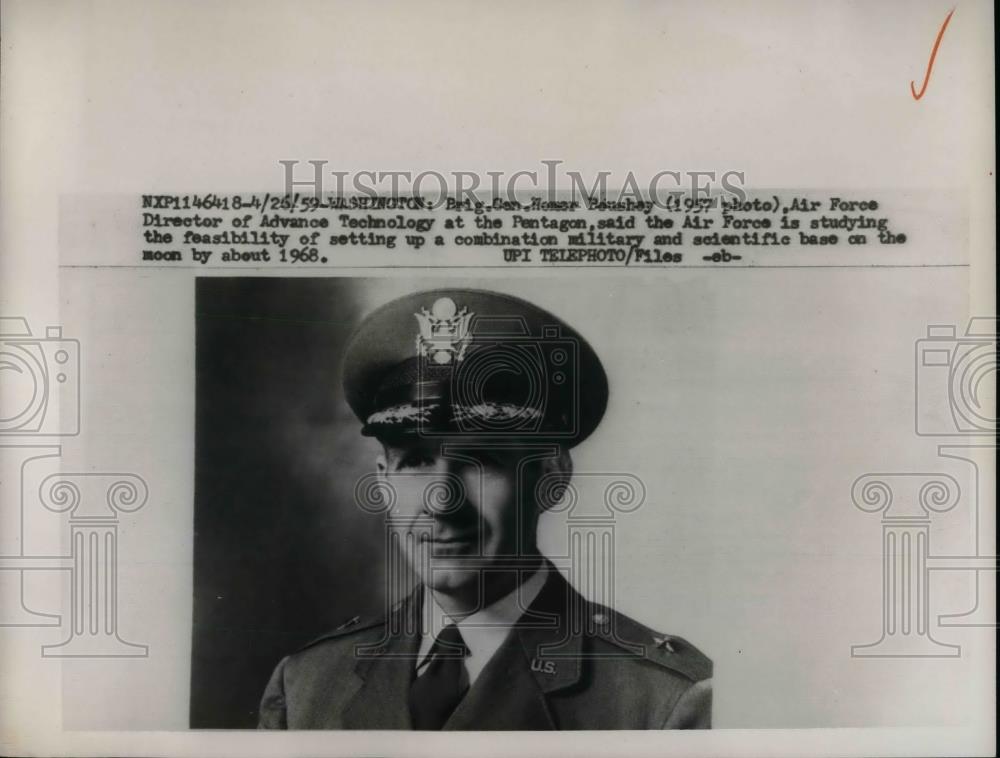 1959 Press Photo Brig. Gen. Homer Baushey USAF at the Pentagon - nea65760 - Historic Images