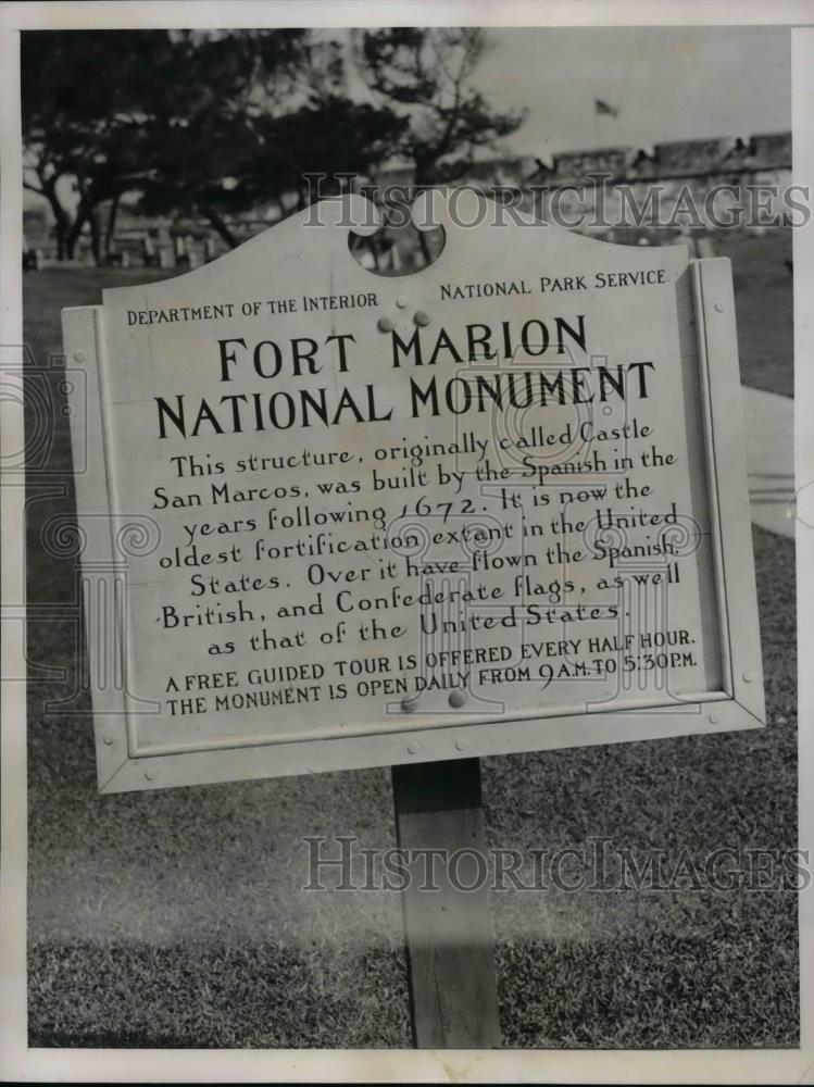 1937 Press Photo Fort Marion National Monument St Augustine Florida - nea67233 - Historic Images