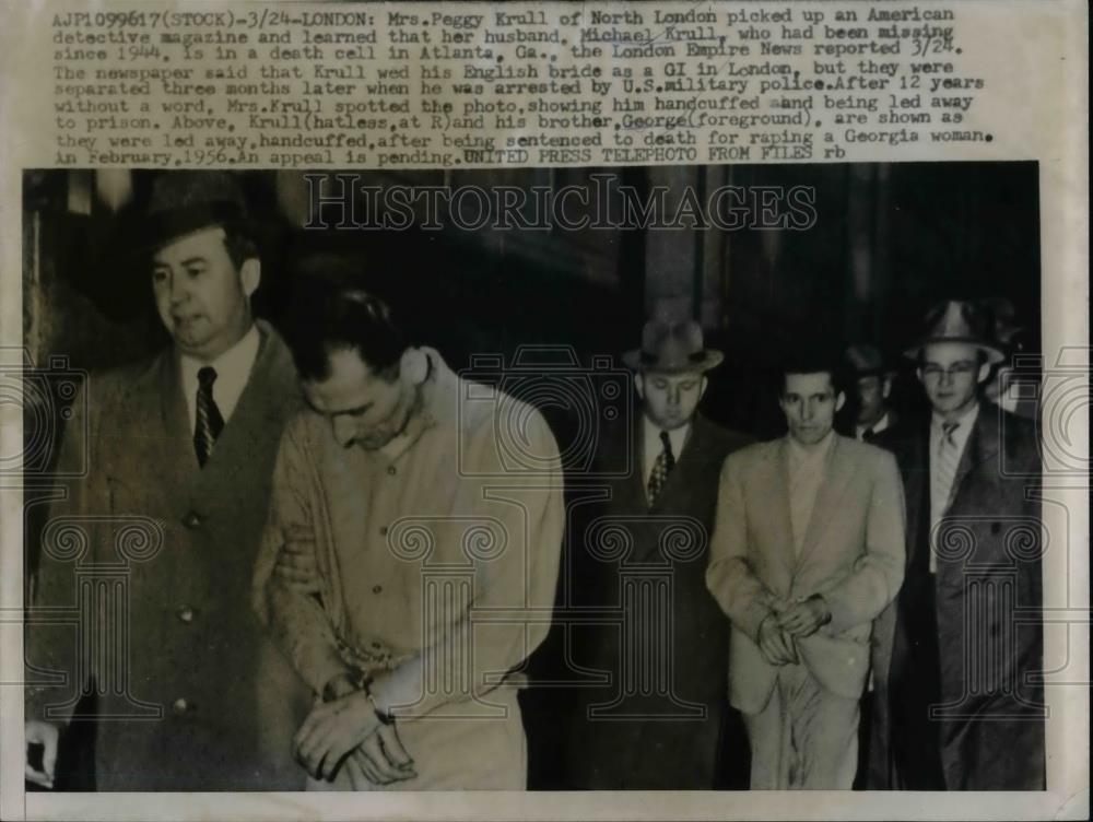 1957 Press Photo Michael &amp; George Krull Being Taken To Prison - nea66384 - Historic Images
