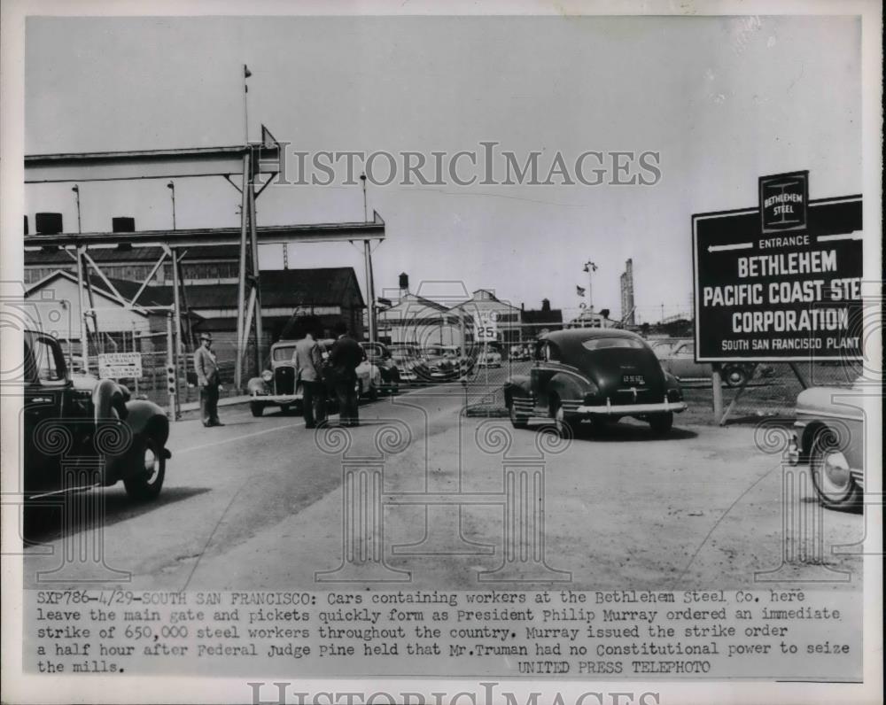 1952 Press Photo Bethlehem Steel Company Strike, San Francisco - nea66928 - Historic Images