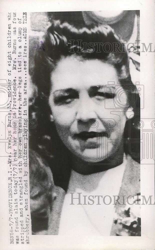 1948 Press Photo Evelyn Burns Found Murdered Near Home Providence Rhode Island - Historic Images