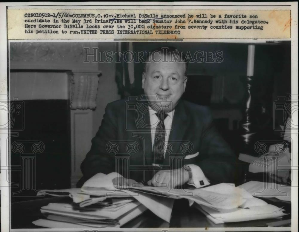 1960 Press Photo Ohio Gov. Michael DiSalle in his office - nea66857 - Historic Images