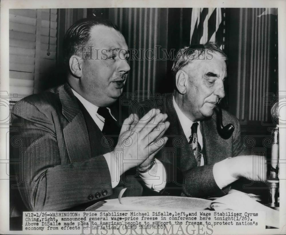 1957 Press Photo Price Stabilizer Michael DiSalle & Wage Stabilizer Cyrus Ching - Historic Images