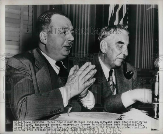 1957 Press Photo Price Stabilizer Michael DiSalle & Wage Stabilizer Cyrus Ching - Historic Images