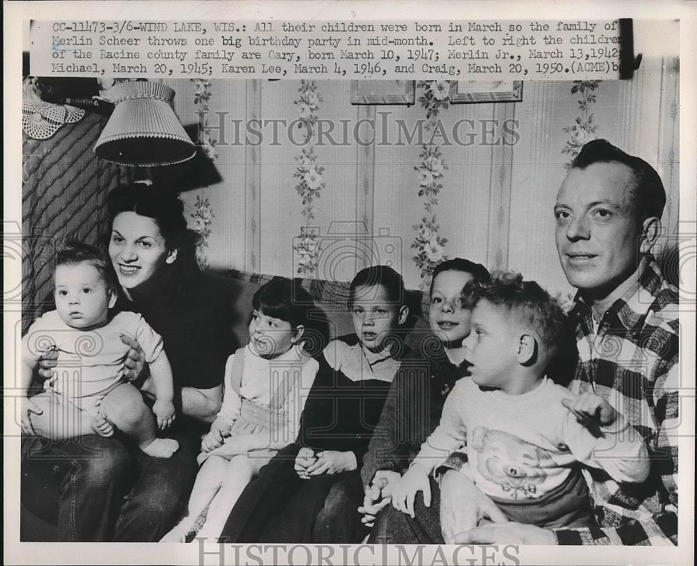 1951 Press Photo Berlin Scheer Family with Children Having Birthdays in March - Historic Images