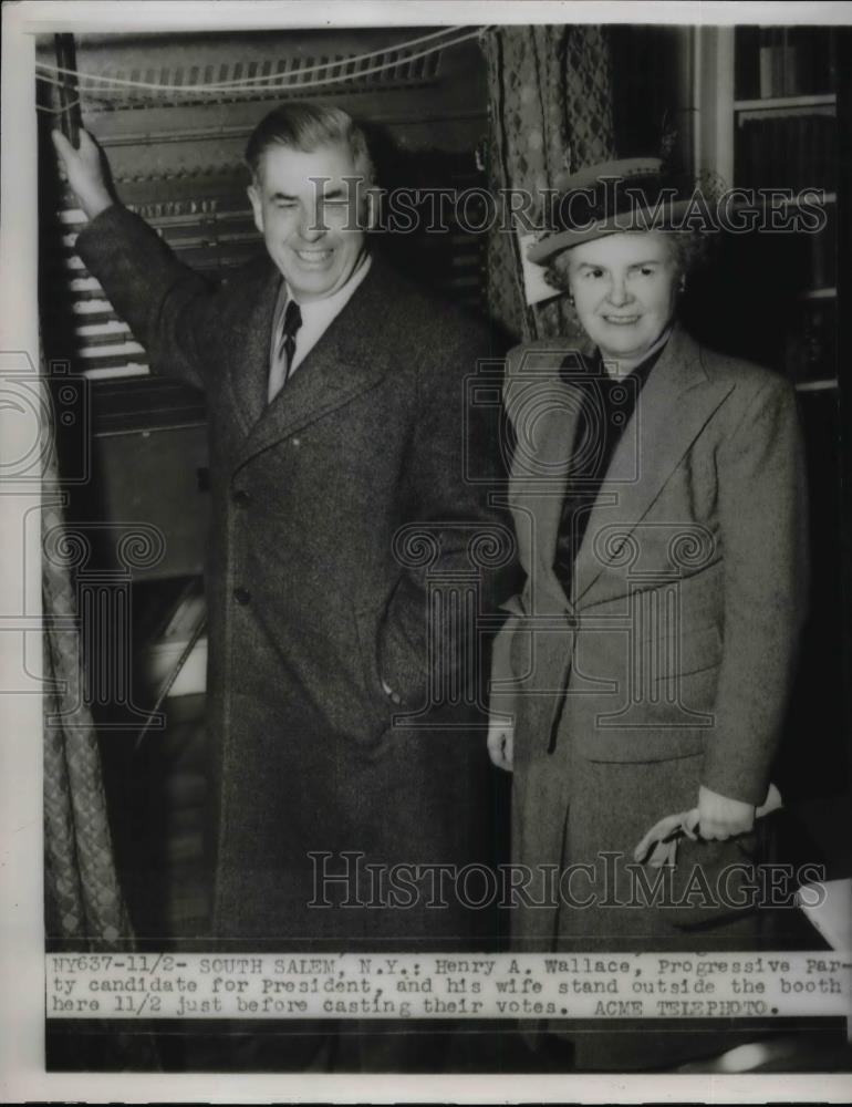 1941 Press Photo Progressive party candidate for Pres. Henry Wallace &amp; wife - Historic Images