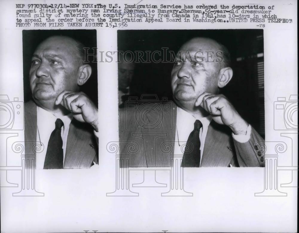 1956 Press Photo Irving Sherman  guilty of entering Illegally from Canada. - Historic Images