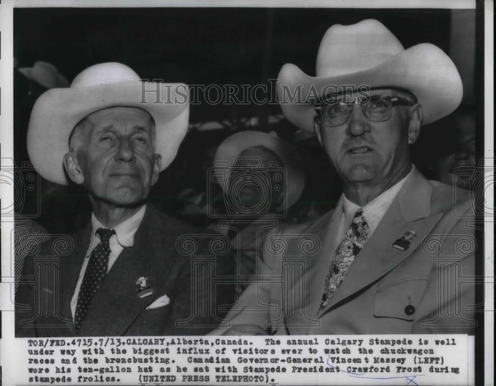 1956 Press Photo Canadian Governor-General Vincent Massey, Crawford Frost - Historic Images