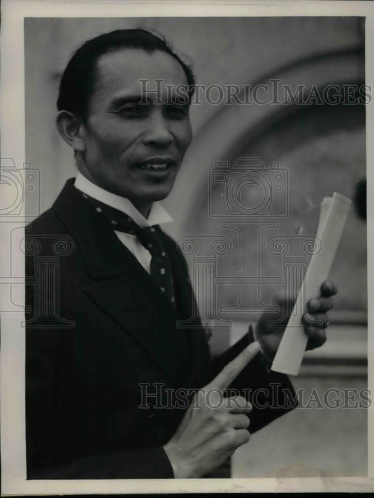 1935 Press Photo Dr Hilario Camino Monoado Delegate of Philippines Convention - Historic Images