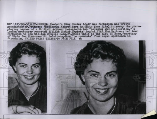 1957 Press Photo King of Sweden's Granddaughter Princess Margaratha - nea74865 - Historic Images