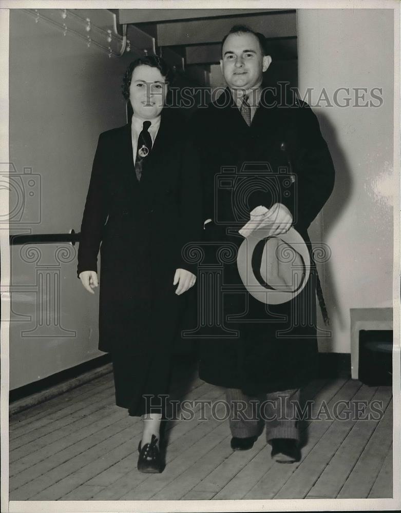 1938 Press Photo Michael J. Quill with Bride Molly O&#39;Neill - Historic Images