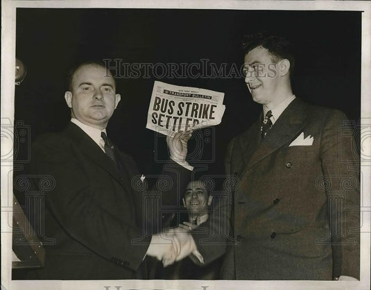 1941 Press Photo Michael Quill, President, Transport Workers Union, Austin Hogan - Historic Images