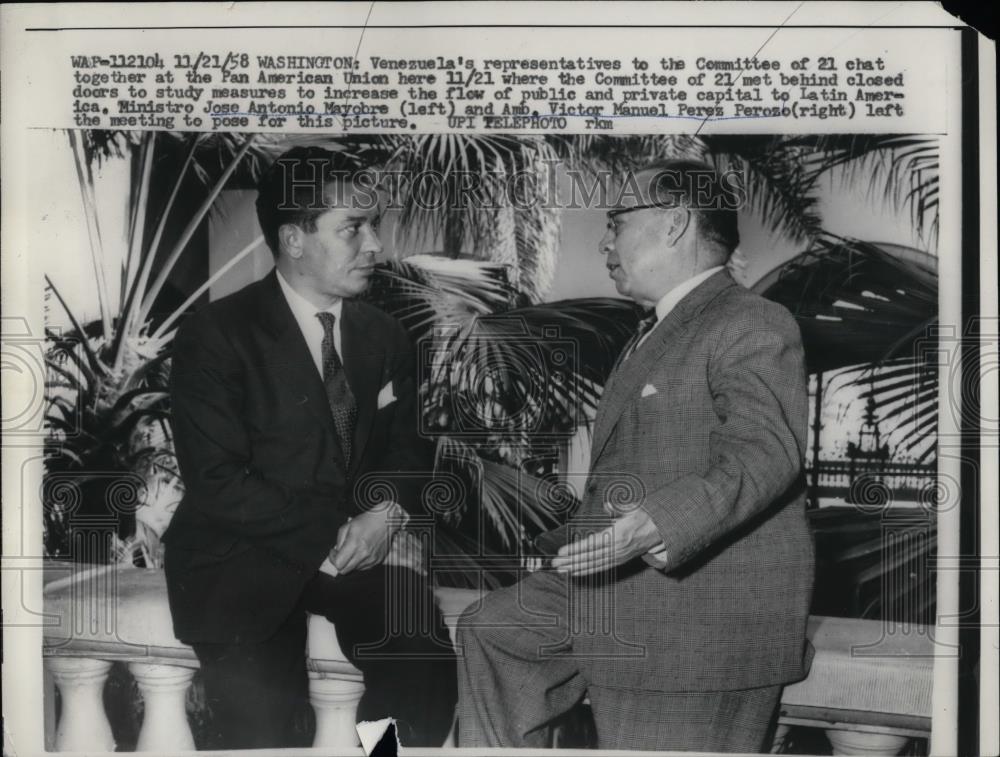 1958 Press Photo Venezuela&#39;s Representatives Committee of 21 - nea74853 - Historic Images