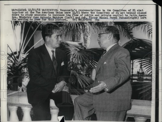 1958 Press Photo Venezuela's Representatives Committee of 21 - nea74853 - Historic Images