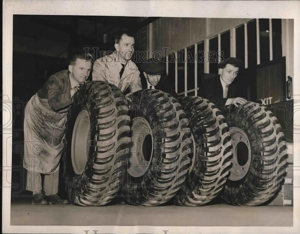 1939 Press Photo Bullet-proof tires at a factory in England - nea82829 - Historic Images