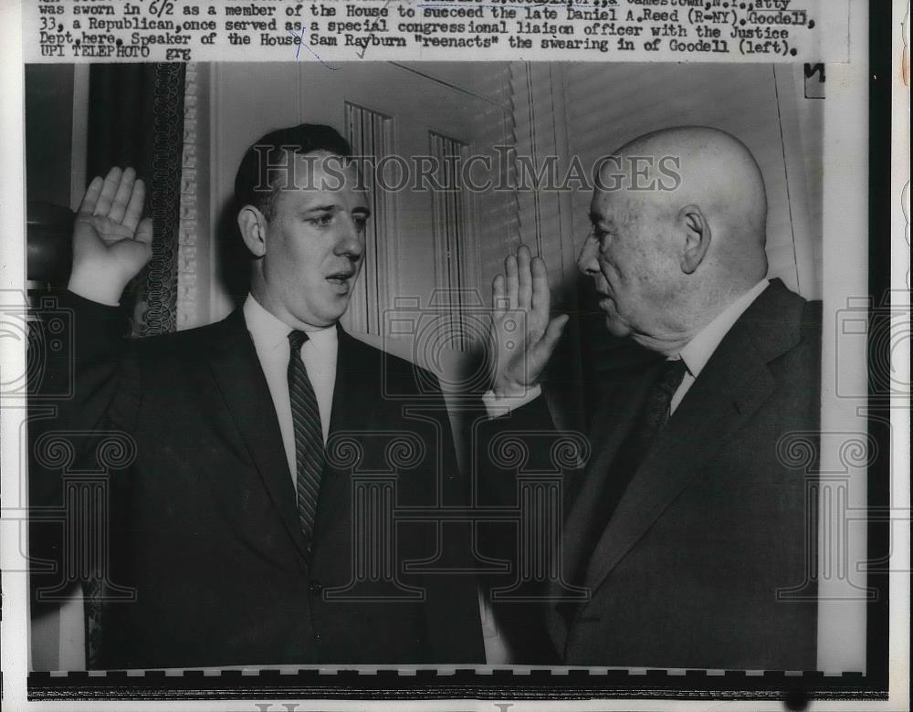 1959 Press Photo Daniel A. reed Goodell Sam Rayburn Sworn in member of house - Historic Images