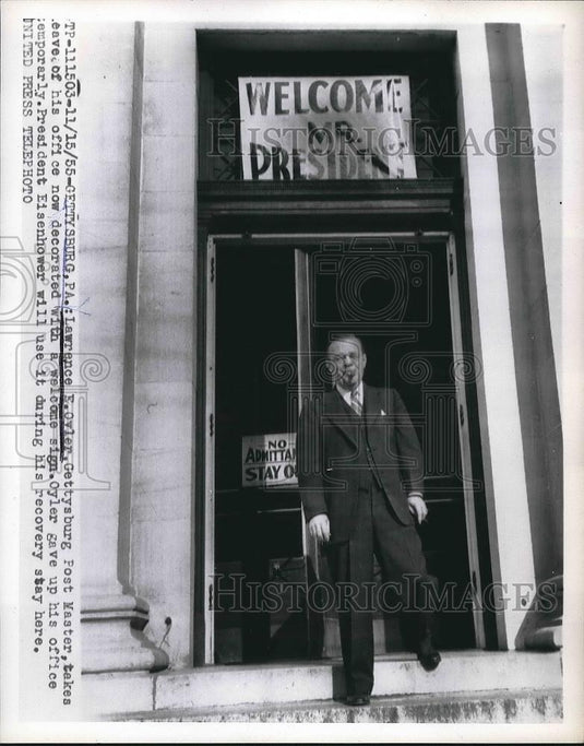 1955 Press Photo Gettysburg, Pa Lawrence Ovler post master - nea77314 - Historic Images