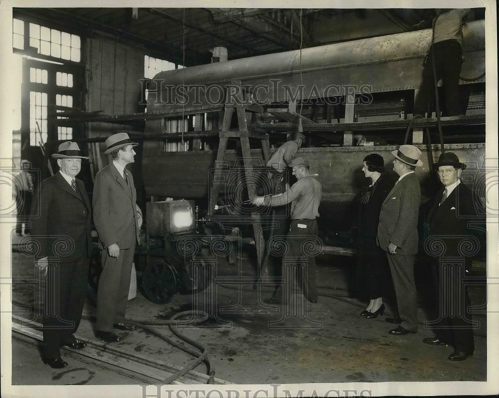 1933 Press Photo W.A. Harriman, E.E. Adams, Mrs. Harriman, F.W. Charske, Liddle - Historic Images