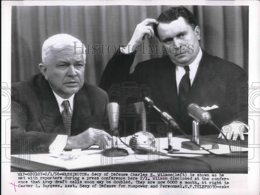 1956 Press Photo Sec of Defense Charles Wilson with Carter Burgess - nea89754 - Historic Images