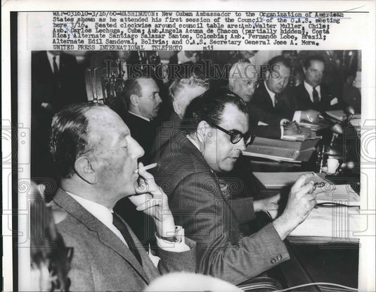 1960 Press Photo Cuban Ambassador Carlos Lechuga Edil Sandoval Jose Mora - Historic Images