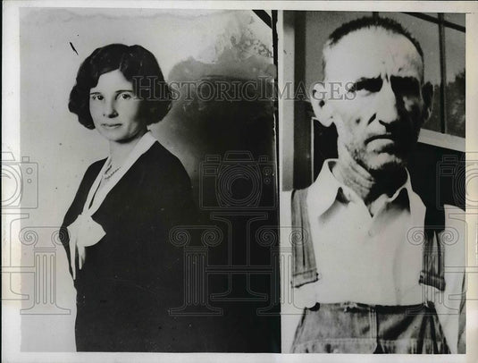 1935 Press Photo Suspect James Punt & Miss Blanche Stamp After Shooting - Historic Images