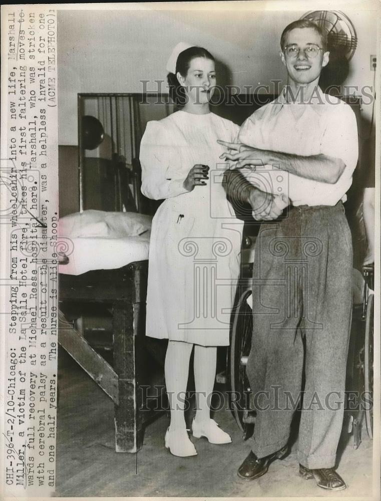 1948 Press Photo Marshall Miller, fire victim&amp; nurse Alice Shoop in Chicago - Historic Images