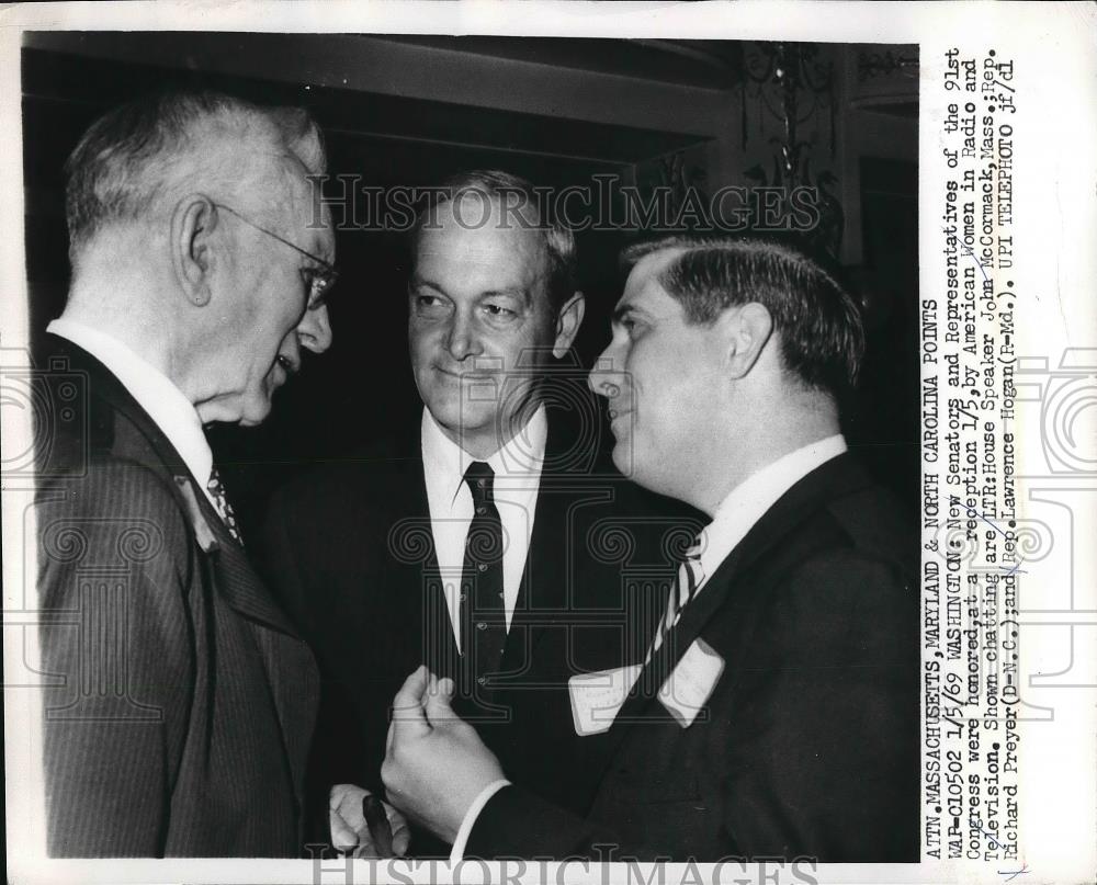 1969 Press Photo Senators John McCormack, Richard Preyer and Rep. Lawrence Hogan - Historic Images