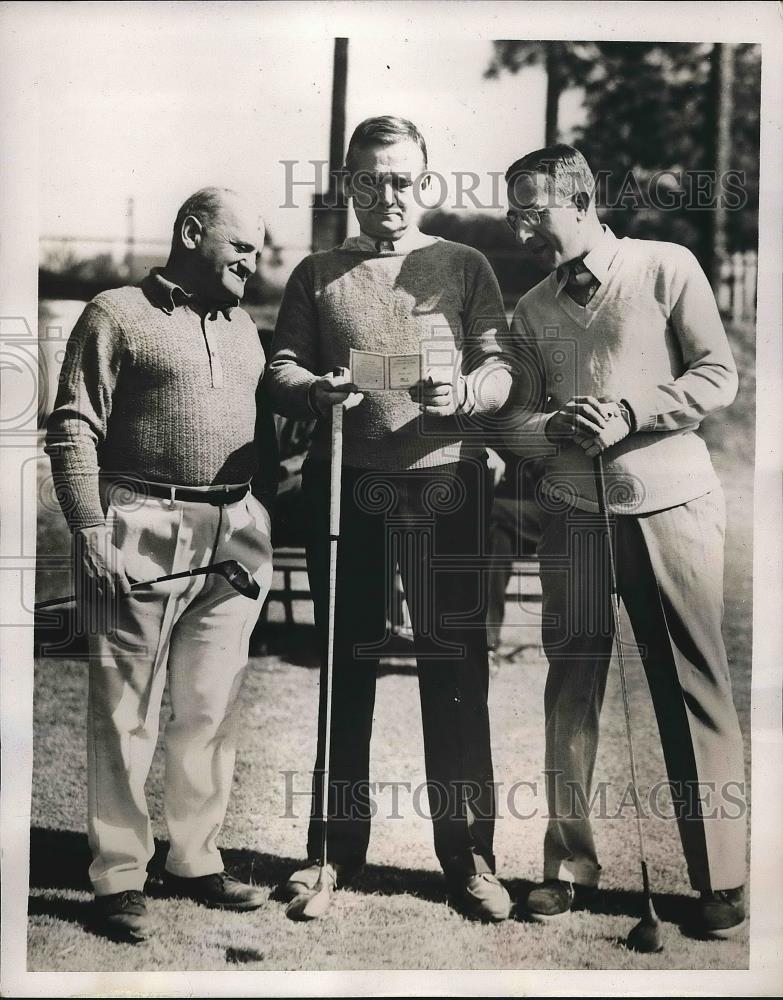 1937 Press Photo Politician Jeremiah T. Mahoney, Sam Lamport, Sam Lippman, Golf - Historic Images