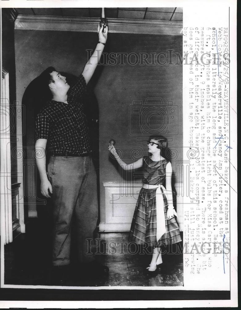 1958 Press Photo Lane Baker Frenman at Garner-Webb college - nea89244 - Historic Images