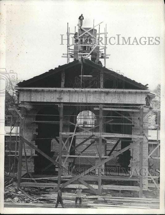 1933 Press Photo Construction, Reviewing Stand, White House, Inaugural Parade - Historic Images