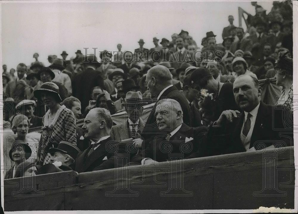 1932 Press Photo US Amb Walter Edge & French Pres. LeBrun at Davis Cup - Historic Images