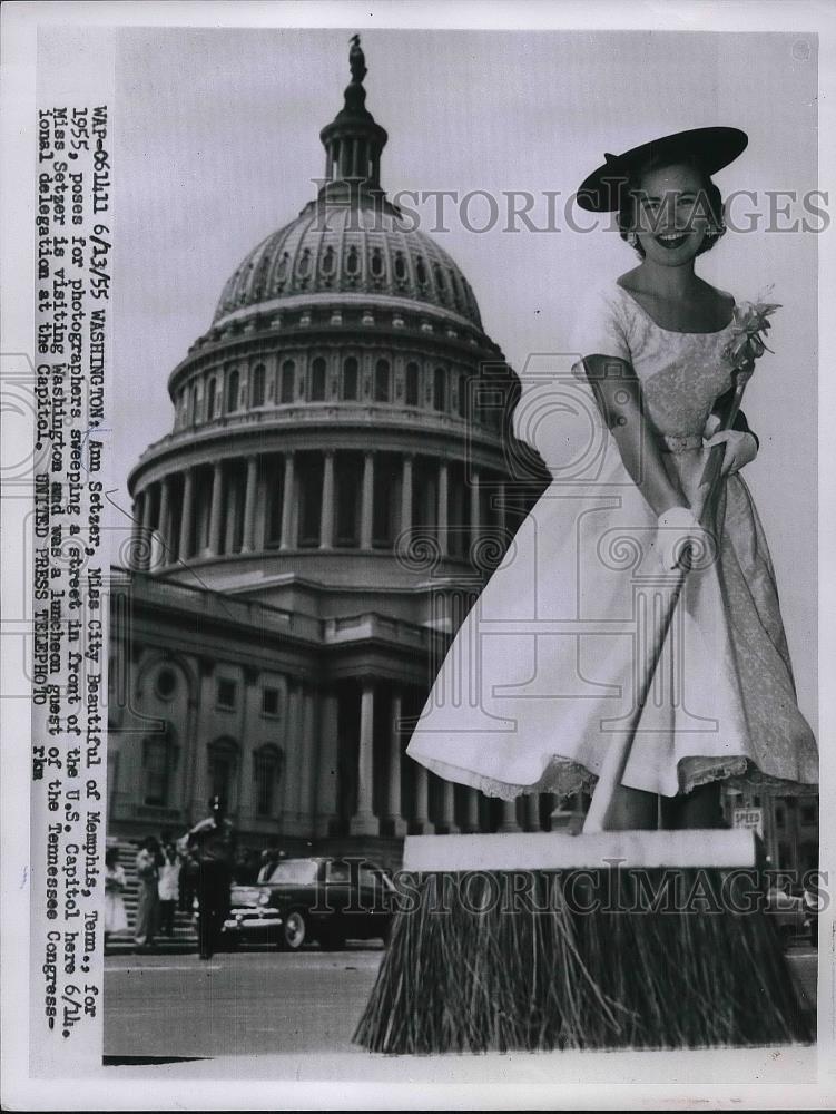 1955 Press Photo Ann Setzer Miss City Beautiful Of Memphis US Capitol Washington - Historic Images