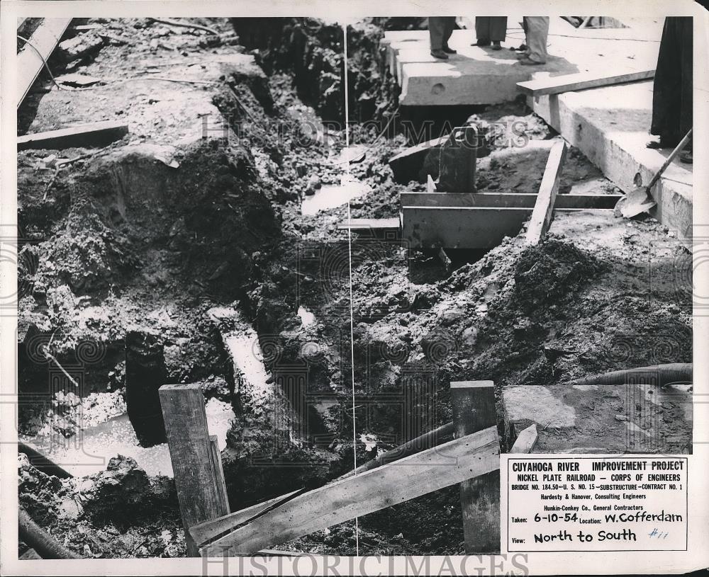 1954 Press Photo Construction Progress of Cuyahoga River Improvement Project - Historic Images