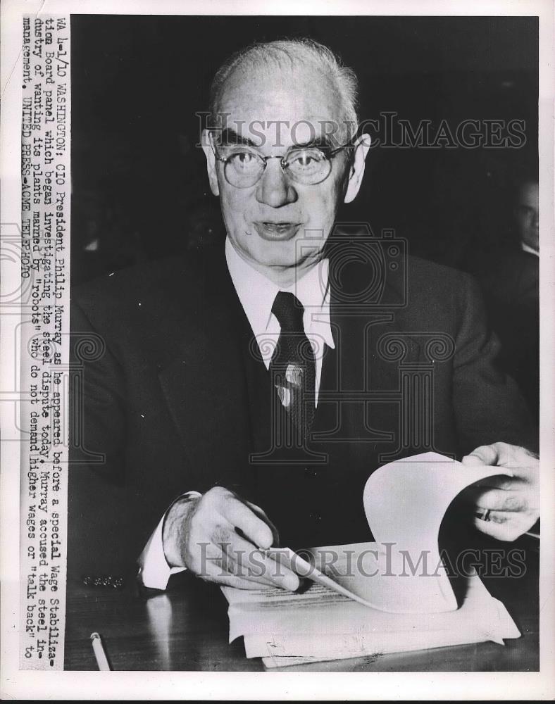 1952 Press Photo Philip Murray, CIO &amp; USW president - nea93653 - Historic Images
