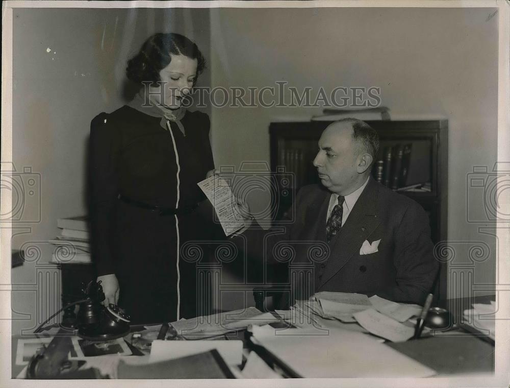 1937 Press Photo Three-Year Driver License Issued to Prof. Georges Prefont Aine - Historic Images