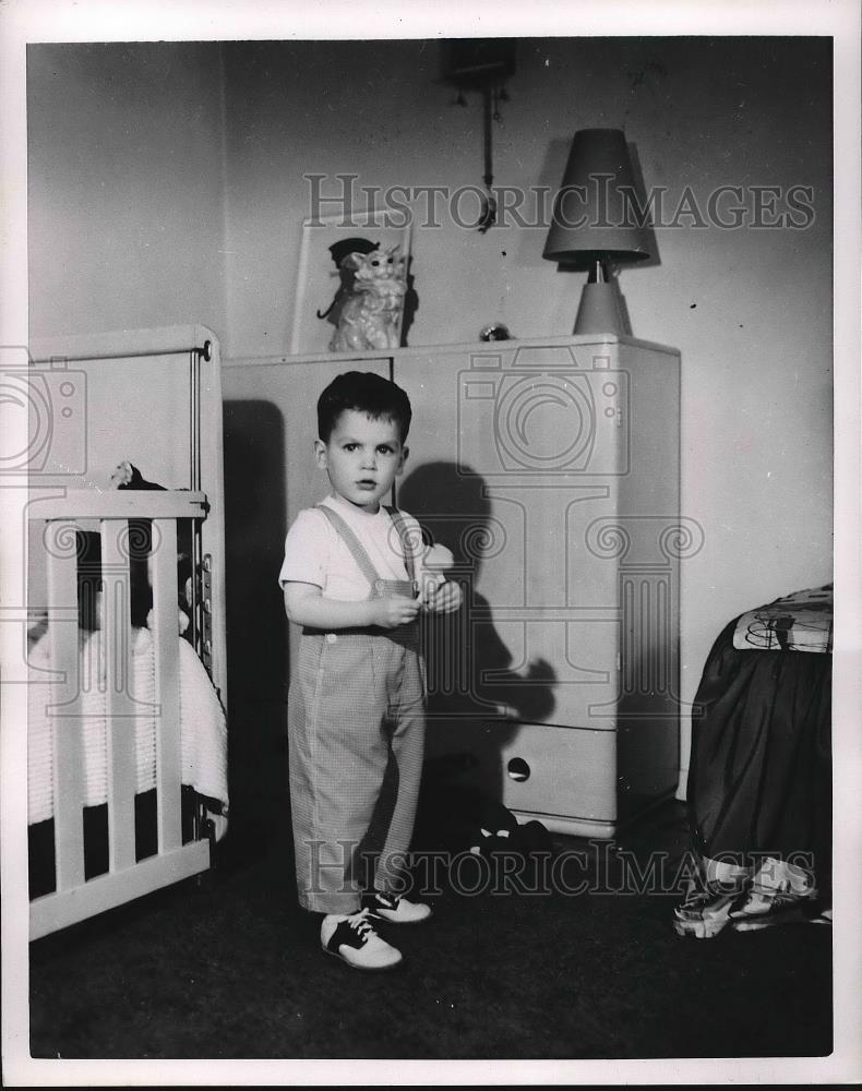 1953 Press Photo boy modeling overall fashion - nea83731 - Historic Images