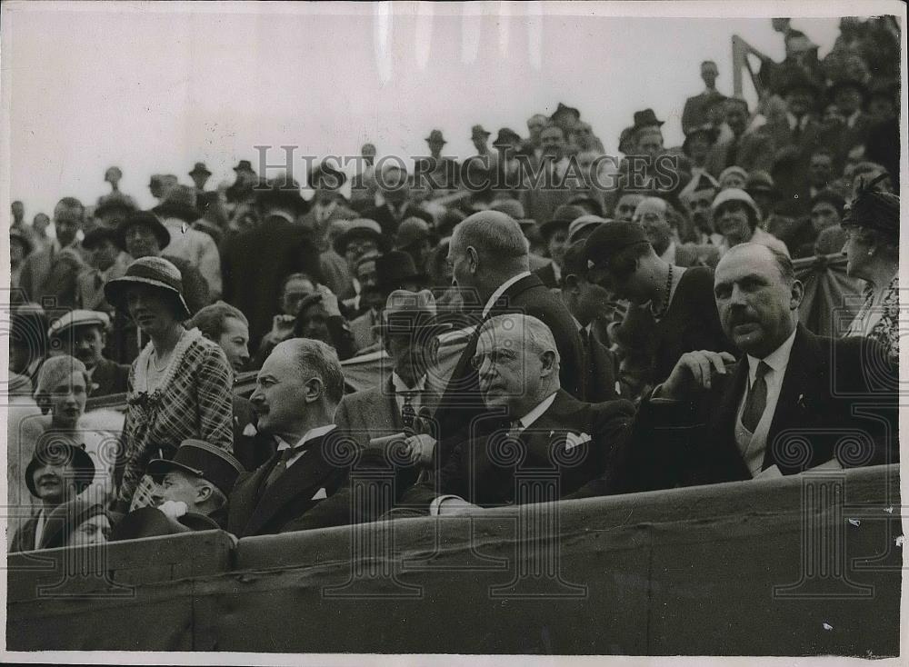 1932 Press Photo Pres. LeBrun of France & US Amb. Walter Edge at Davis Cup - Historic Images