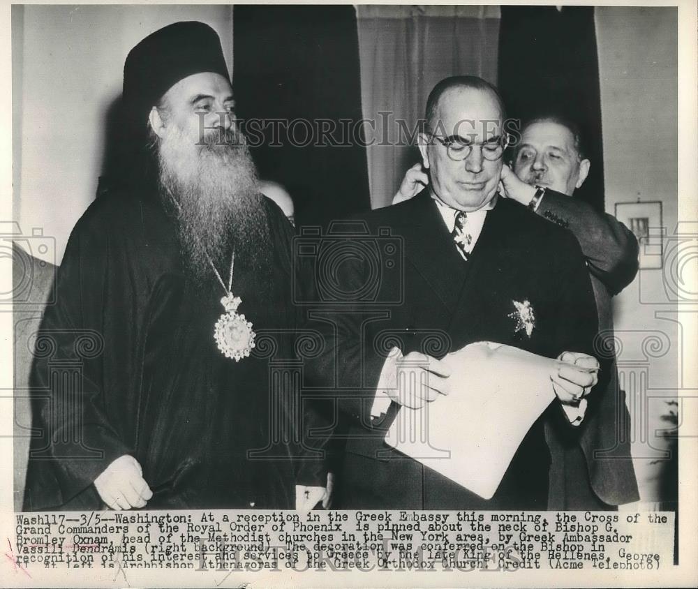 1948 Press Photo Greek Embassy Royal Order Phoenix Vassili Dendramis - nea94032 - Historic Images