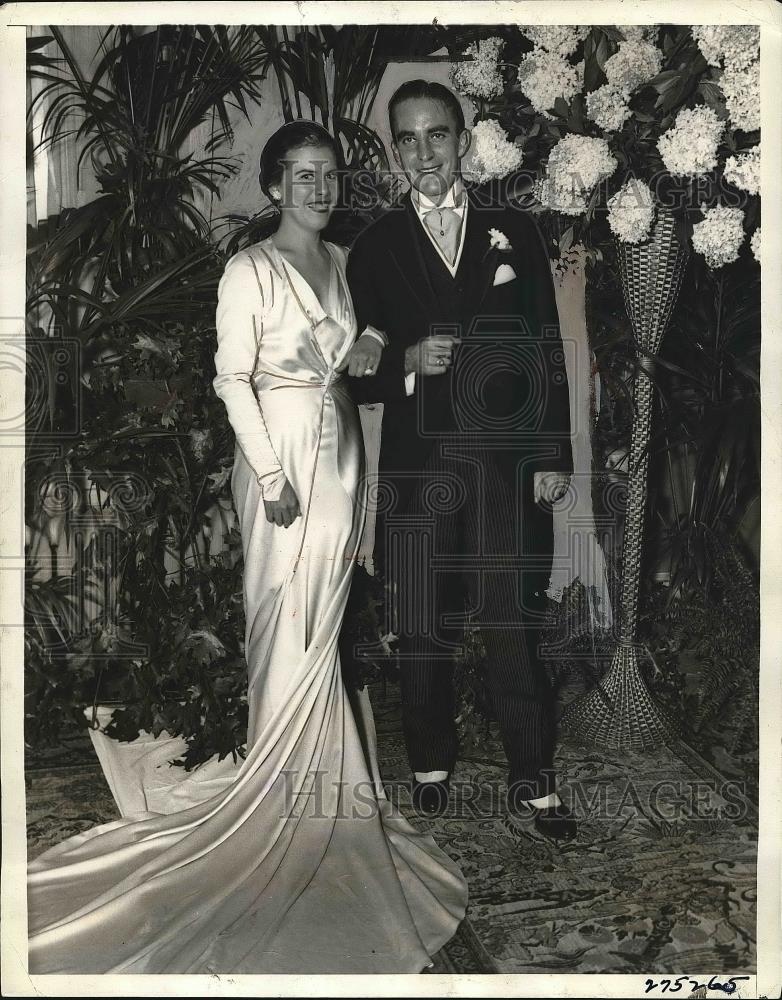 1934 Press Photo Douglas MacArthur II &amp; bride Laura Barkley - Historic Images